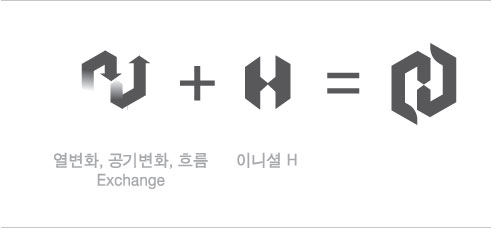 열변화,공기변화,흐름 Exchange + 이니셜H = 하나텍로고 탄생